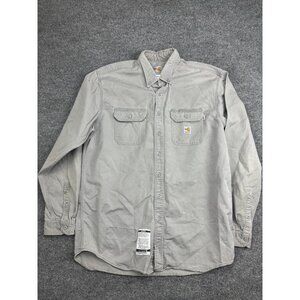 Carhartt FR Shirt Mens XLT Gray Twill Long Sleeve Button Front Workwear